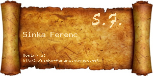 Sinka Ferenc névjegykártya